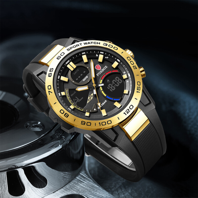 LIGE mood luksuslik elektrooniline meeste käekell vabaaja sportlik silikoonist sõjaline kahe digitaalse ekraaniga kellad meeste veekindlad äratuskellad