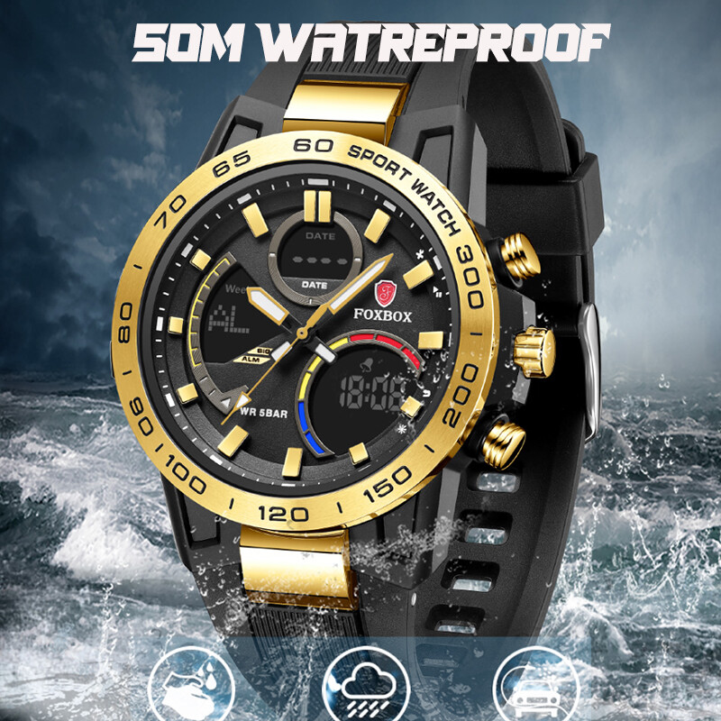 LIGE mood luksuslik elektrooniline meeste käekell vabaaja sportlik silikoonist sõjaline kahe digitaalse ekraaniga kellad meeste veekindlad äratuskellad