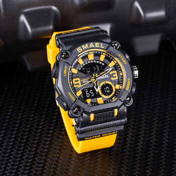 SMAEL Sport Ρολόι Ανδρικά Αδιάβροχα 50M LED Chronograph Electronic Clock Dual Time Zone Quartz Military Wristwatches 8052