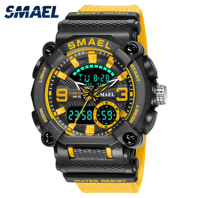 SMAEL spordikell meestele veekindel 50M LED kronograafi elektrooniline kell kahe ajavööndi kvartsist sõjaväe käekellad 8052