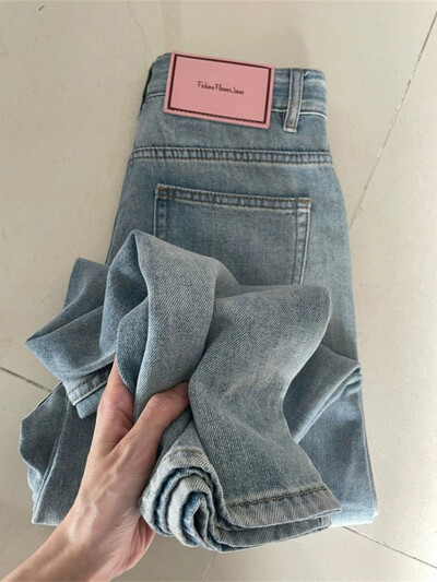 Mărimea S-5XL Blugi albastru deschis femei primăvară toamnă modă talie înaltă pantaloni drepti largi din denim pantaloni supradimensionați cu picioare largi Pantaloni