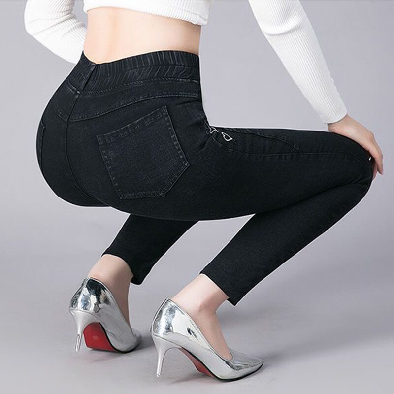 Tikandid Kõrge vöökohaga veniv pliiats Teksad Pahkluuni õhukesed Pantalones Vintage Skinny Vaqueros Korea Naiste vabaaja teksapüksid