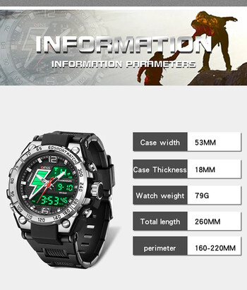 OFNS 6137 Електронен часовник Korean Edition Outdoor Waterproof Fashion Trend Black Technology Многофункционален мъжки будилник