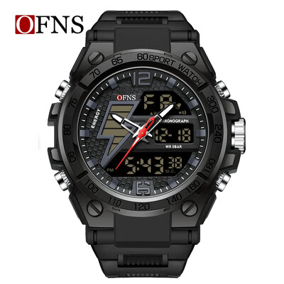 Ceas electronic OFNS 6137, ediție coreeană, în aer liber, rezistent la apă, tendință de modă, tehnologie neagră, ceas cu alarmă multifuncțional pentru bărbați