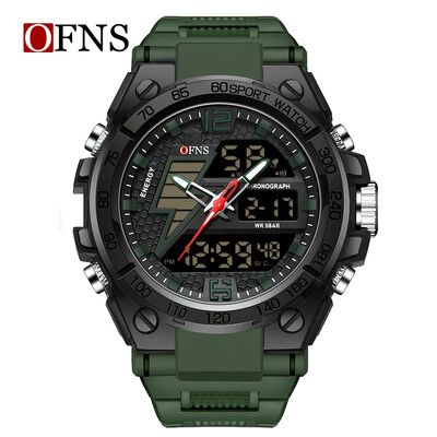Ceas electronic OFNS 6137, ediție coreeană, în aer liber, rezistent la apă, tendință de modă, tehnologie neagră, ceas cu alarmă multifuncțional pentru bărbați