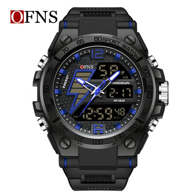 Ceas electronic OFNS 6137, ediție coreeană, în aer liber, rezistent la apă, tendință de modă, tehnologie neagră, ceas cu alarmă multifuncțional pentru bărbați