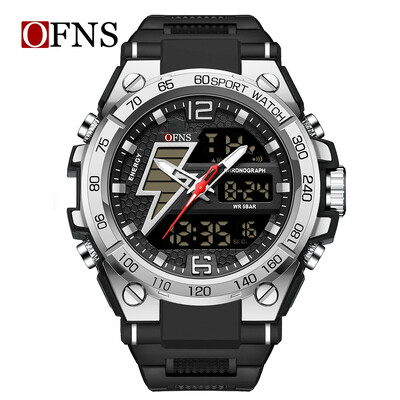 Ceas electronic OFNS 6137, ediție coreeană, în aer liber, rezistent la apă, tendință de modă, tehnologie neagră, ceas cu alarmă multifuncțional pentru bărbați
