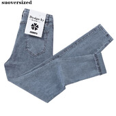 Blugi creion subțiri până la glezne cu talie înaltă pentru femei Pantaloni skinny coreeni Pantaloni vintage albaștri din denim Pantaloni casual Stretch Vaqueros