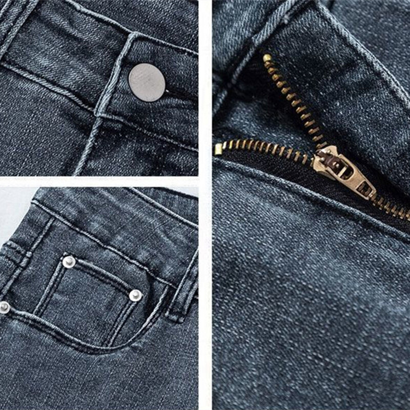 Blugi creion subțiri până la glezne cu talie înaltă pentru femei Pantaloni skinny coreeni Pantaloni vintage albaștri din denim Pantaloni casual Stretch Vaqueros