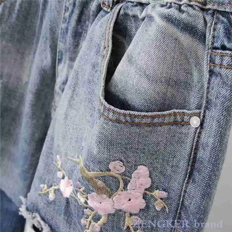 Nove ženske traper harem hlače veće veličine s devet rupica široke široke prosjačke hlače do gležnja poderane traperice za žene