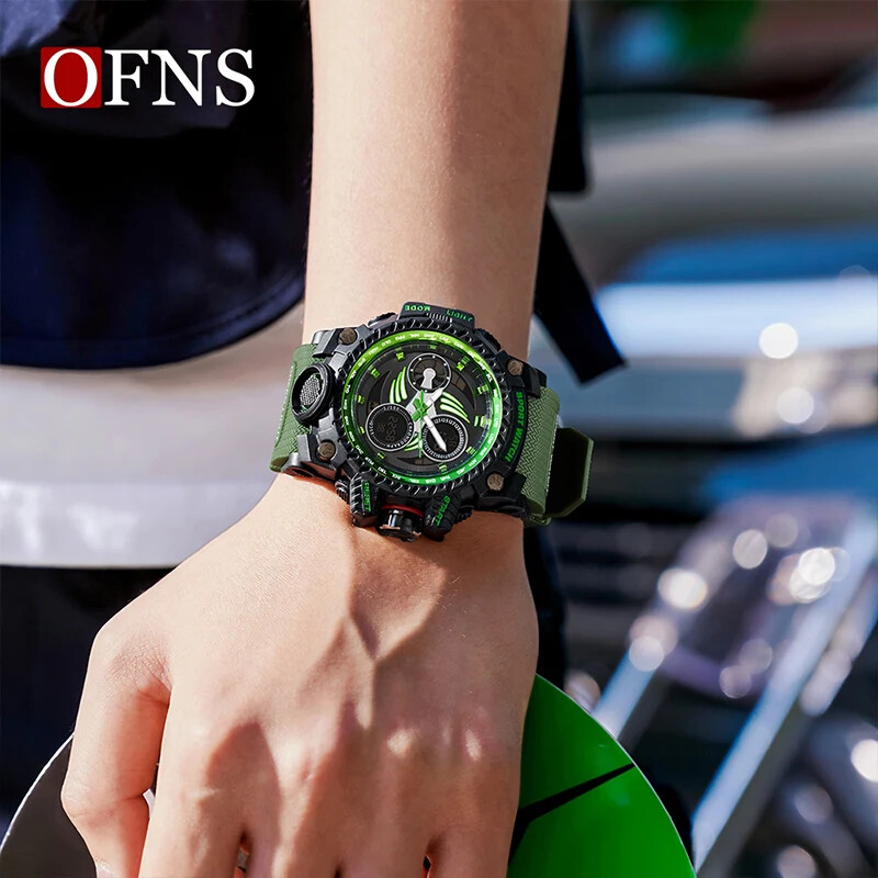 OFNS Nou 3155 de vânzare fierbinte Ceas electronic pentru tineri strălucire de noapte Impermeabil la modă Rezistent la vânt și la șocuri Ceas cu alarmă Ceas pentru bărbați