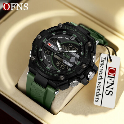 OFNS Brand Top Luxury 3185 Ceas cu afișaj digital LED Ceas militar cu cronometru cu quartz pentru bărbați, sport, rezistent la apă, ceas electronic pentru bărbați