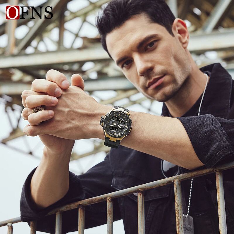 OFNS brändi tipp luksuslik 3185 digitaalne LED-ekraan, meeste sõjaline spordi kvartsstoppkell veekindel meeste elektrooniline kell