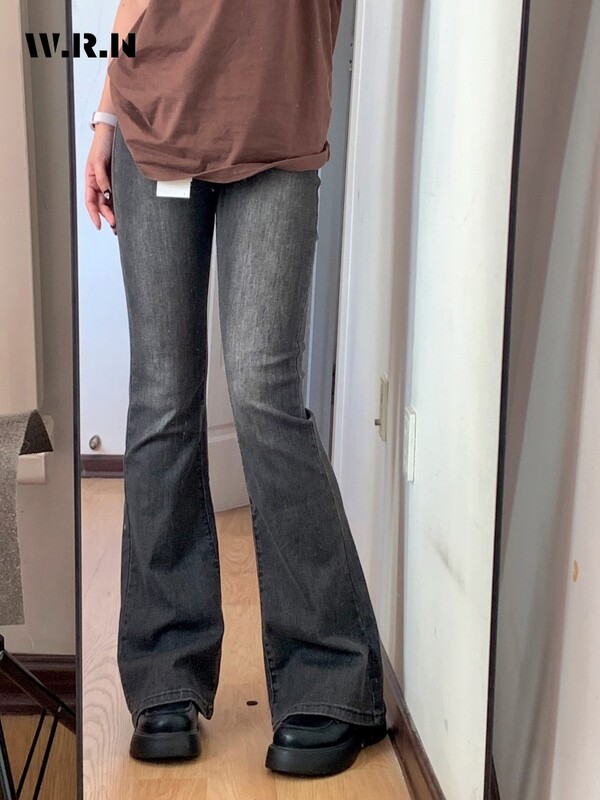 Blugi drepți cu talie înaltă ocazional de damă Pantaloni albaștri, vintage, cu teacă de stradă înaltă, modă coreeană, pantaloni slim, Y2K, pentru femei