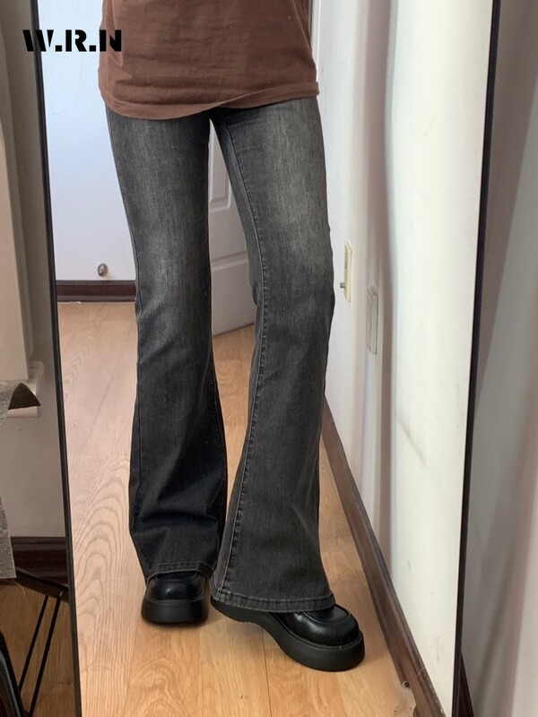 Blugi drepți cu talie înaltă ocazional de damă Pantaloni albaștri, vintage, cu teacă de stradă înaltă, modă coreeană, pantaloni slim, Y2K, pentru femei