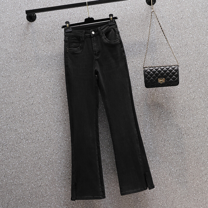 Sügisene lõhestatud veniv Flare Teksad Naine Kõrge vöökohaga saapalõikega teksapüksid Naiste elastsed püksid Femme 2023 Pantalones Mujer 5XL