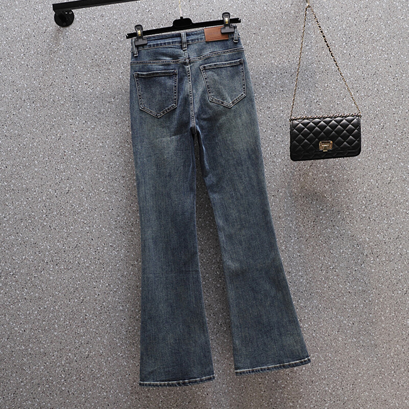 Sügisene lõhestatud veniv Flare Teksad Naine Kõrge vöökohaga saapalõikega teksapüksid Naiste elastsed püksid Femme 2023 Pantalones Mujer 5XL