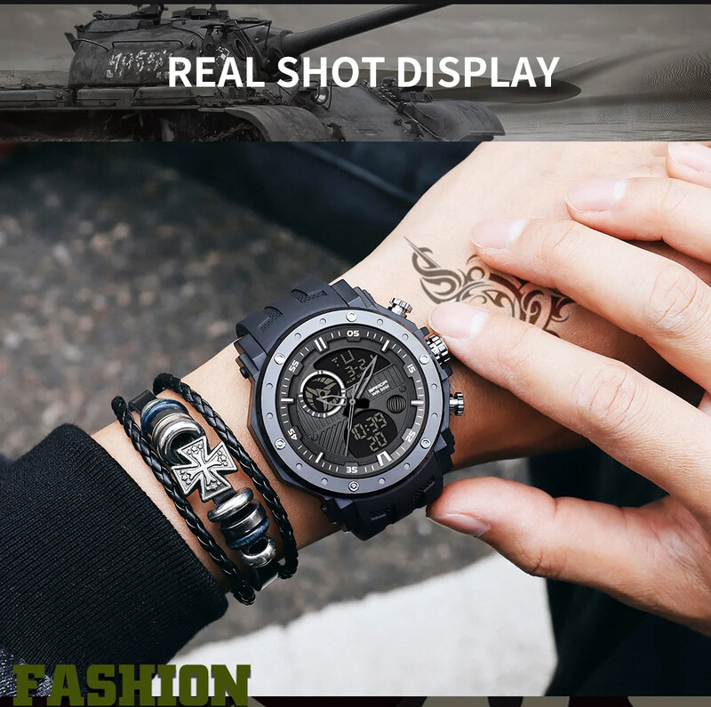 SANDA 6012 Цифров LED часовник Мъжки военен спортен кварцов ръчен часовник Топ марка Луксозен хронометър Водоустойчив мъжки електронни часовници