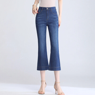 3/4 Flare Jeans Γυναικείο Καλοκαιρινό λεπτό τζιν για γυναίκες 2024 Νέο ψηλόμεσο τζιν Κάπρι παντελόνι Γυναικεία Jean Femme Κορεάτικα ρούχα