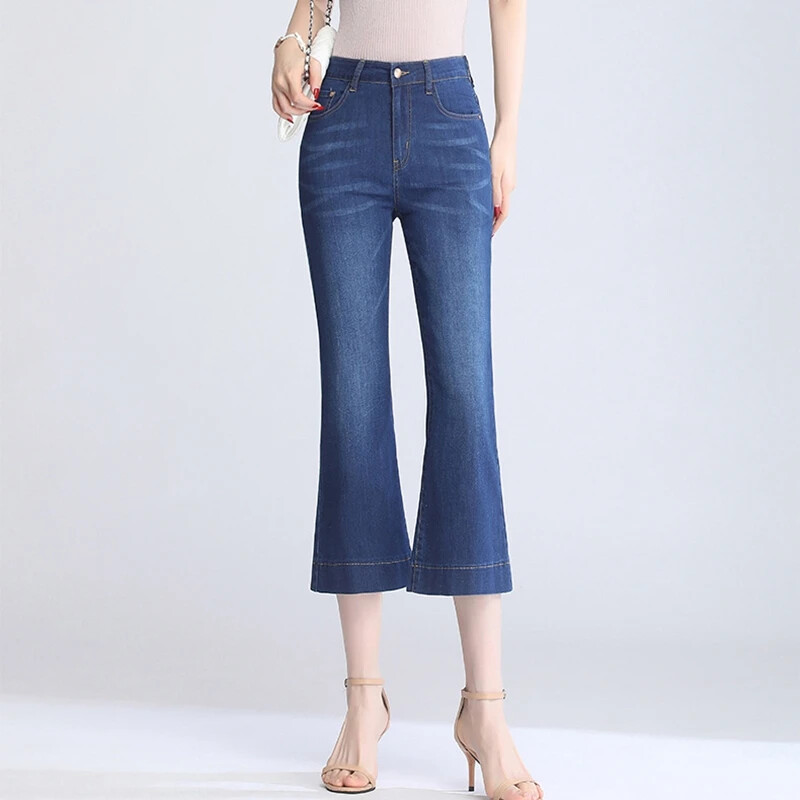 3/4 Flare Jeans Γυναικείο Καλοκαιρινό λεπτό τζιν για γυναίκες 2024 Νέο ψηλόμεσο τζιν Κάπρι παντελόνι Γυναικεία Jean Femme Κορεάτικα ρούχα
