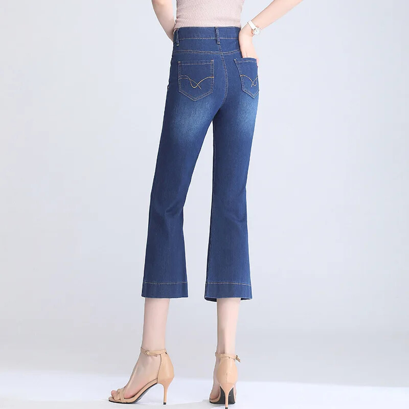 3/4 Flare Jeans Γυναικείο Καλοκαιρινό λεπτό τζιν για γυναίκες 2024 Νέο ψηλόμεσο τζιν Κάπρι παντελόνι Γυναικεία Jean Femme Κορεάτικα ρούχα