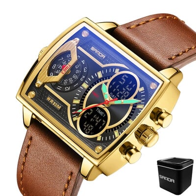 Sanda Nou 6032 Ceas pătrat siliconic Sport la modă Ceas electronic pentru studenți multifuncțional Ceasuri pentru bărbați cu craniu