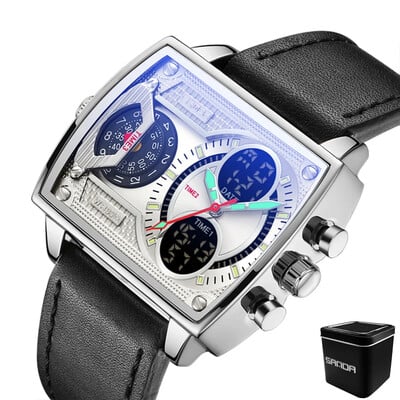 Sanda Nou 6032 Ceas pătrat siliconic Sport la modă Ceas electronic pentru studenți multifuncțional Ceasuri pentru bărbați cu craniu