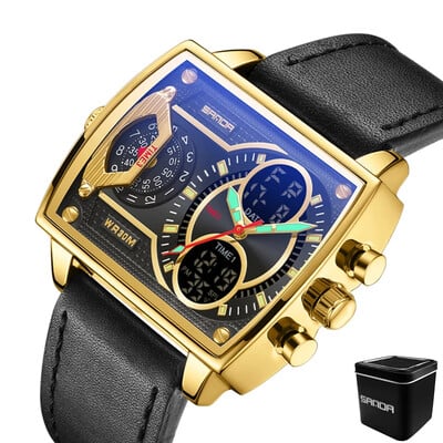 Sanda Nou 6032 Ceas pătrat siliconic Sport la modă Ceas electronic pentru studenți multifuncțional Ceasuri pentru bărbați cu craniu