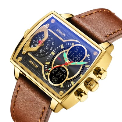 Sanda Nou 6032 Ceas pătrat siliconic Sport la modă Ceas electronic pentru studenți multifuncțional Ceasuri pentru bărbați cu craniu