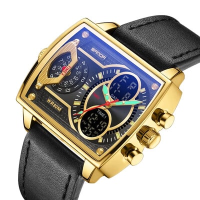 Sanda Nou 6032 Ceas pătrat siliconic Sport la modă Ceas electronic pentru studenți multifuncțional Ceasuri pentru bărbați cu craniu