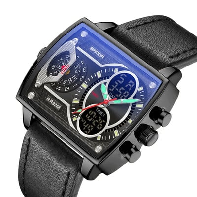 Sanda Nou 6032 Ceas pătrat siliconic Sport la modă Ceas electronic pentru studenți multifuncțional Ceasuri pentru bărbați cu craniu