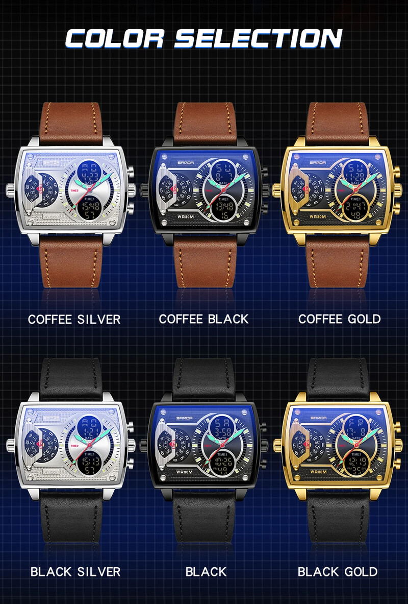 Sanda Nou 6032 Ceas pătrat siliconic Sport la modă Ceas electronic pentru studenți multifuncțional Ceasuri pentru bărbați cu craniu