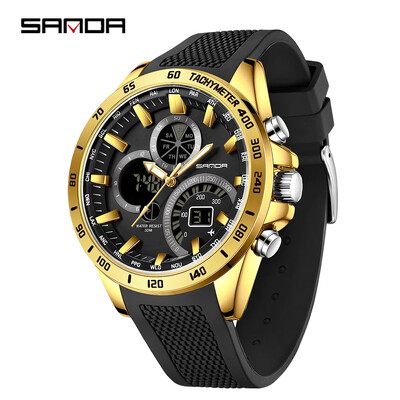 SANDA Brand 3175 Мъжки електронен кварцов часовник Steel Core Black Technology Многофункционален водоустойчив мъжки кварцов часовник