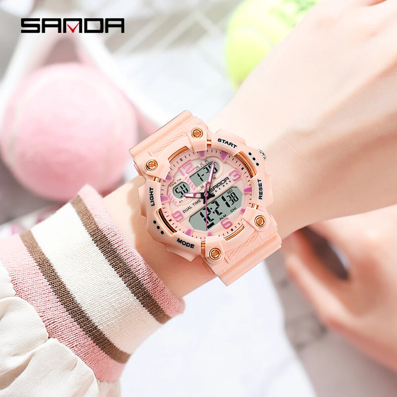 SANDA 6179 Uus moodne meeste kvartsist elektrooniline käekell, must tehnoloogia, multifunktsionaalne vee- ja põrutuskindel meeste käekell