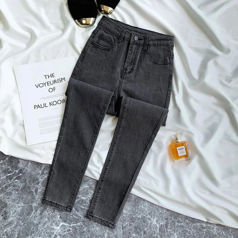 Pantaloni denim 2024, de primăvară, toamnă, blugi pentru femei, cu talie înaltă, skinny, caldi, groși, blugi elastici, elastici, catifea