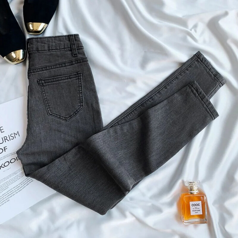 Pantaloni denim 2024, de primăvară, toamnă, blugi pentru femei, cu talie înaltă, skinny, caldi, groși, blugi elastici, elastici, catifea