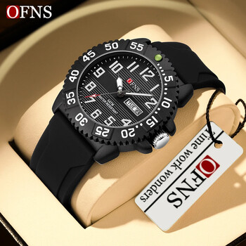 OFNS 1303 New Fashion Trend High end Electronic Dual Calendar Quartz Watch Fashion Trend Ανδρικό ψηφιακό αδιάβροχο ρολόι 2024