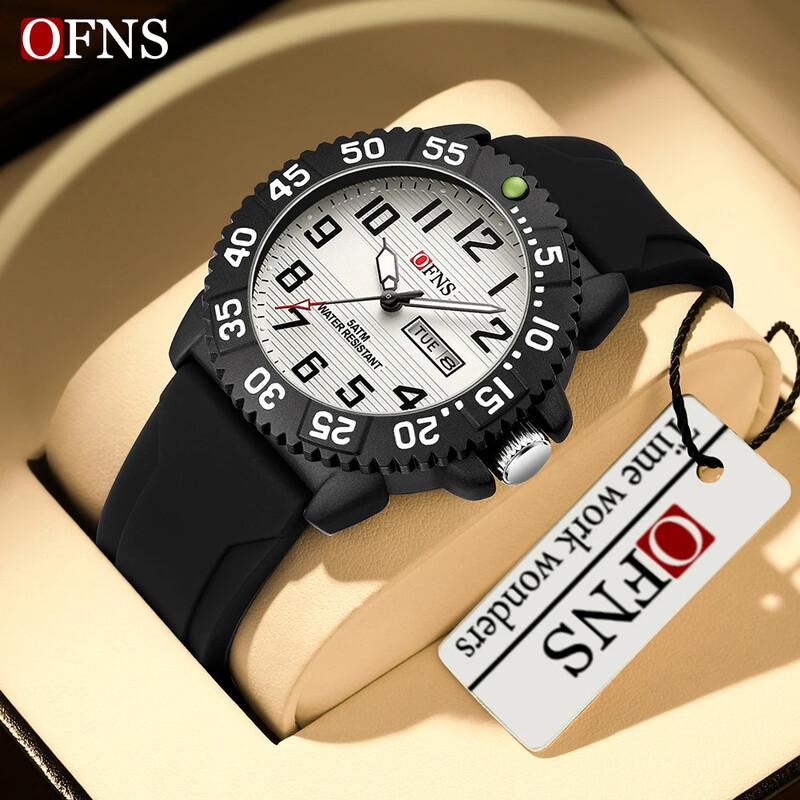 OFNS 1303 New Fashion Trend Ceas electronic cu quartz cu calendar dublu de ultimă generație Ceas digital pentru bărbați, impermeabil, 2024