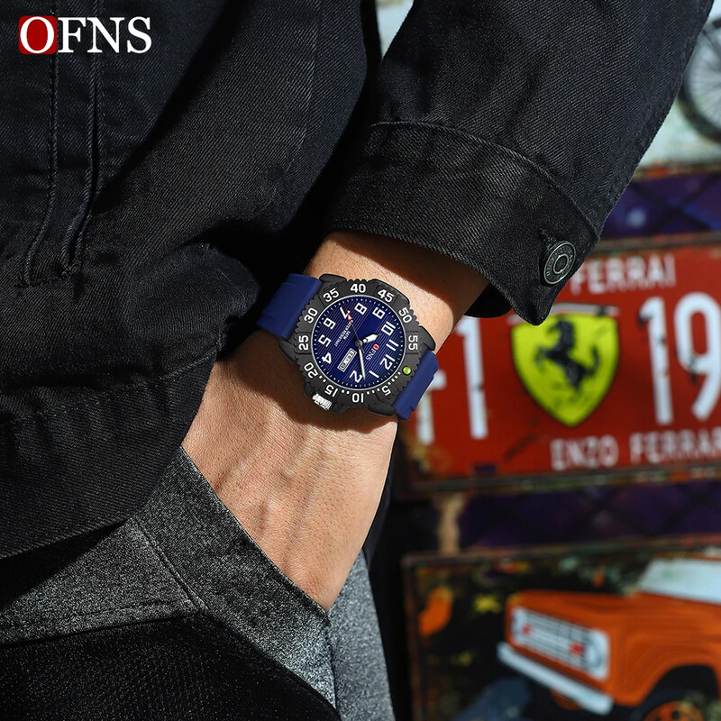 OFNS 1303 New Fashion Trend Ceas electronic cu quartz cu calendar dublu de ultimă generație Ceas digital pentru bărbați, impermeabil, 2024