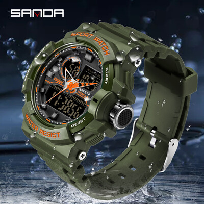 SANDA 6025 ceas digital pentru bărbați, militar, sport, ceas de mână cu quartz, ceas de mână de lux cu LED, impermeabil, pentru bărbați, cu quartz.