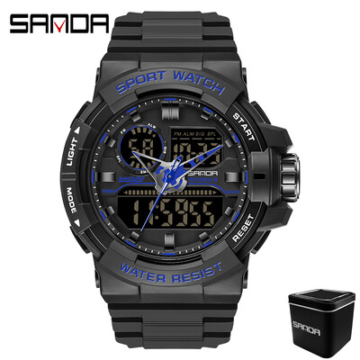 SANDA 6025 ceas digital pentru bărbați, militar, sport, ceas de mână cu quartz, ceas de mână de lux cu LED, impermeabil, pentru bărbați, cu quartz.