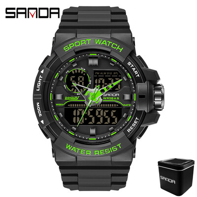 SANDA 6025 ceas digital pentru bărbați, militar, sport, ceas de mână cu quartz, ceas de mână de lux cu LED, impermeabil, pentru bărbați, cu quartz.