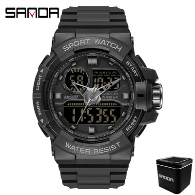 SANDA 6025 ceas digital pentru bărbați, militar, sport, ceas de mână cu quartz, ceas de mână de lux cu LED, impermeabil, pentru bărbați, cu quartz.