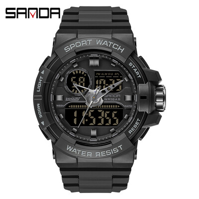 SANDA 6025 ceas digital pentru bărbați, militar, sport, ceas de mână cu quartz, ceas de mână de lux cu LED, impermeabil, pentru bărbați, cu quartz.