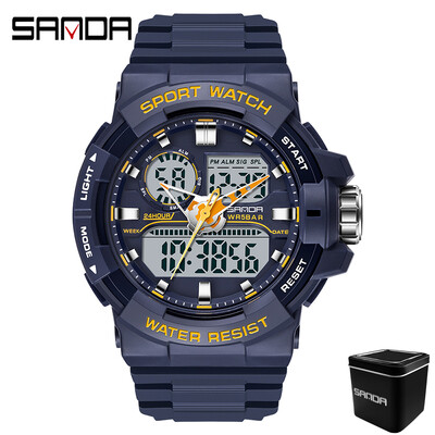 SANDA 6025 ceas digital pentru bărbați, militar, sport, ceas de mână cu quartz, ceas de mână de lux cu LED, impermeabil, pentru bărbați, cu quartz.
