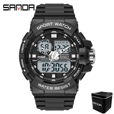 SANDA 6025 ceas digital pentru bărbați, militar, sport, ceas de mână cu quartz, ceas de mână de lux cu LED, impermeabil, pentru bărbați, cu quartz.