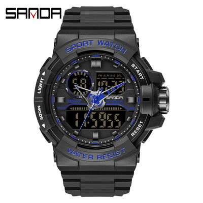 SANDA 6025 ceas digital pentru bărbați, militar, sport, ceas de mână cu quartz, ceas de mână de lux cu LED, impermeabil, pentru bărbați, cu quartz.