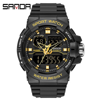 SANDA 6025 ceas digital pentru bărbați, militar, sport, ceas de mână cu quartz, ceas de mână de lux cu LED, impermeabil, pentru bărbați, cu quartz.