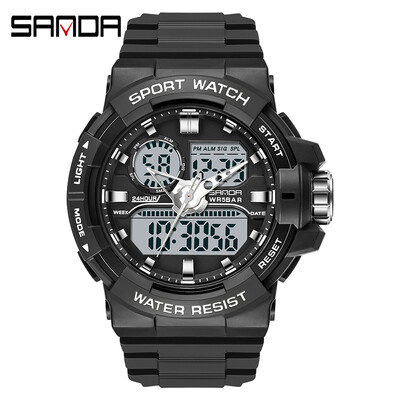 SANDA 6025 ceas digital pentru bărbați, militar, sport, ceas de mână cu quartz, ceas de mână de lux cu LED, impermeabil, pentru bărbați, cu quartz.