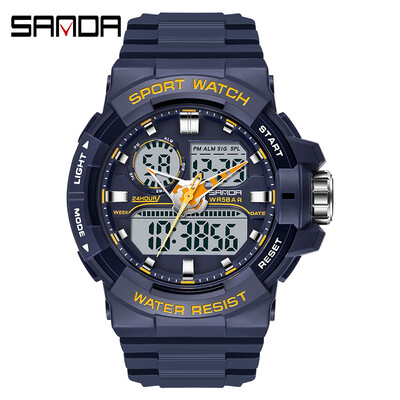 SANDA 6025 ceas digital pentru bărbați, militar, sport, ceas de mână cu quartz, ceas de mână de lux cu LED, impermeabil, pentru bărbați, cu quartz.